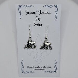 Handmade I Love Jesus Earrings in Sterling Silver